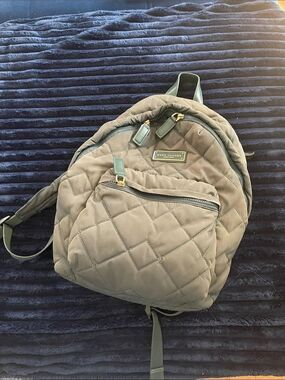 Marc Jacobs Quilted Olive Backpack with Gold Hardware